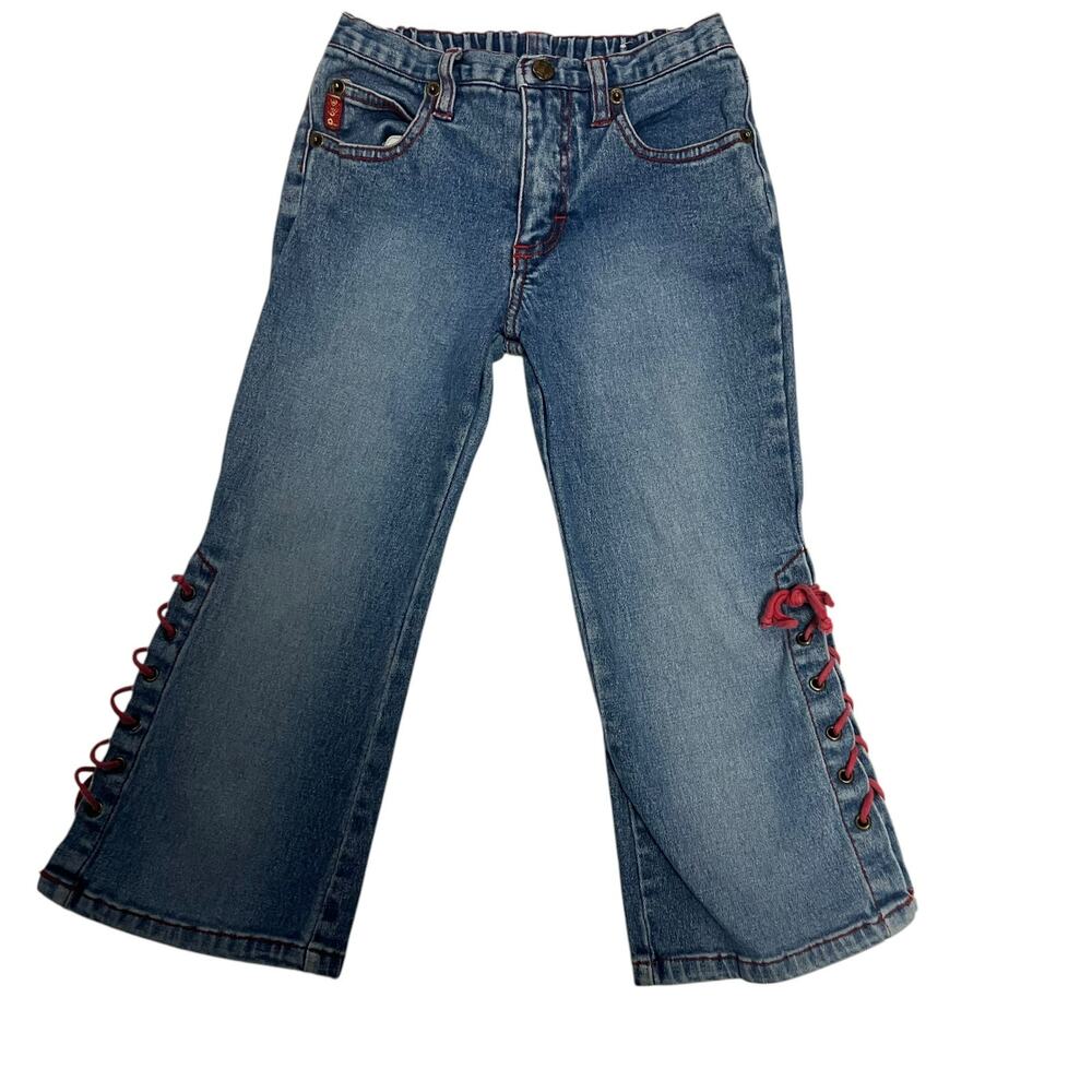 Vintage Y2K Mudd Girls Lace Up Flare Leg Jeans Size 4